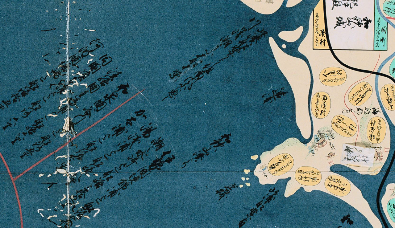 天保国絵図 街道沿いの一里塚付近