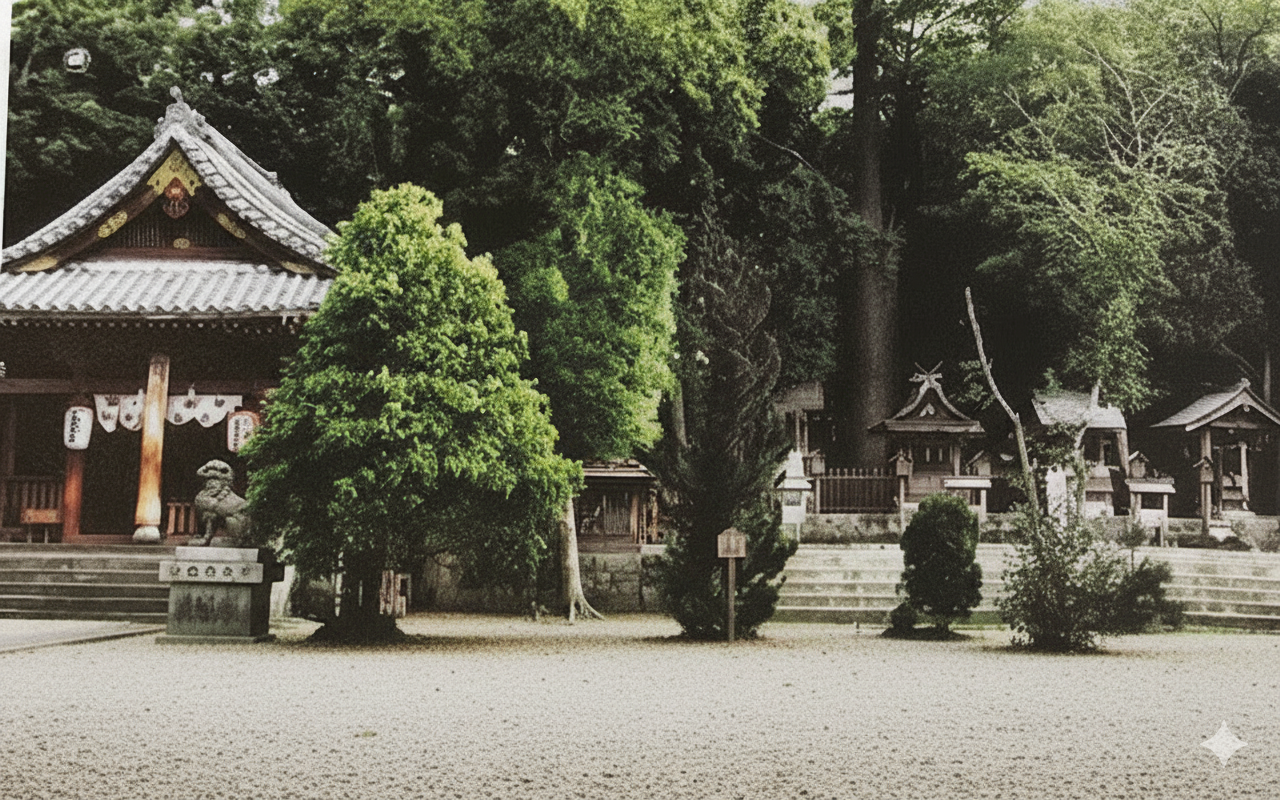 建国神社の広い境内と拝殿